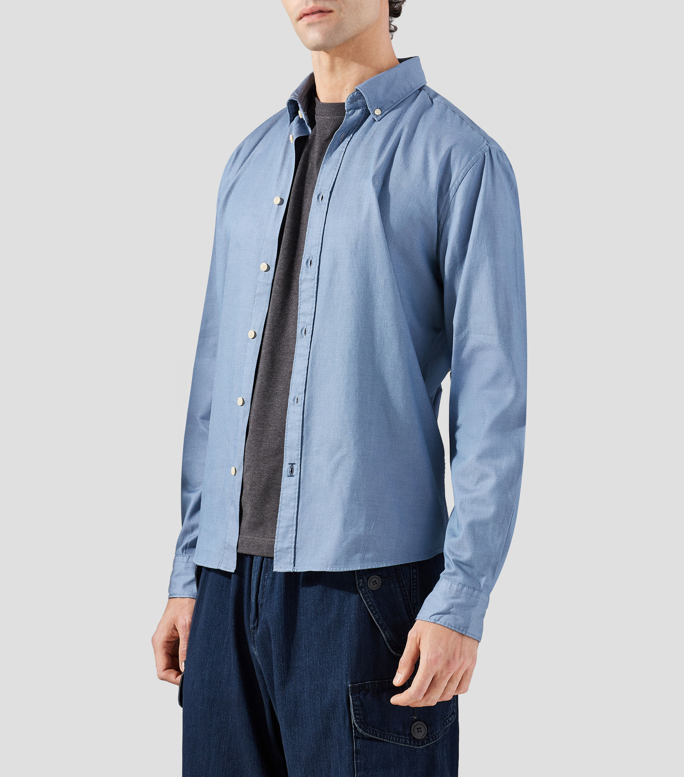Camisa lisa manga larga Hombre